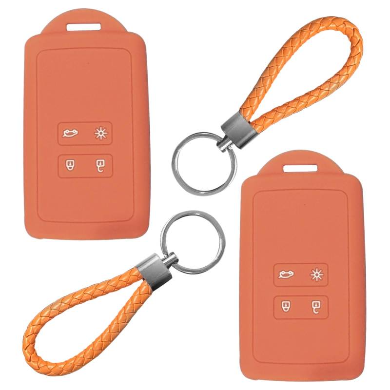2STK Autoschlüssel Hülle kompatibel mit Renault 4-Tasten Smartkey Autoschlüssel(nur Keyless Go) mit Schlüsselanhänger Schlüsselhülle-Schlüssel Hülle für Clio/Espace 5/Master Bus/Talisman(orange) von TXErfolg