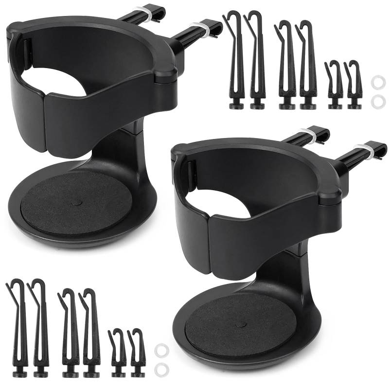 TYBYBB 2 Stück Getränkehalter Auto, Flaschenhalter Auto, Becherhalter Auto mit Auto Belüftungs Clips, Dosenhalter Auto, für Kaffeebecher, Getränkedose und Aschenbecher (Schwarz) von TYBYBB