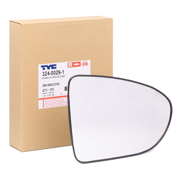 TYC Außenspiegelglas NISSAN 324-0029-1 96365JD01A,96365JD11A Spiegelglas,Spiegelglas, Außenspiegel von TYC