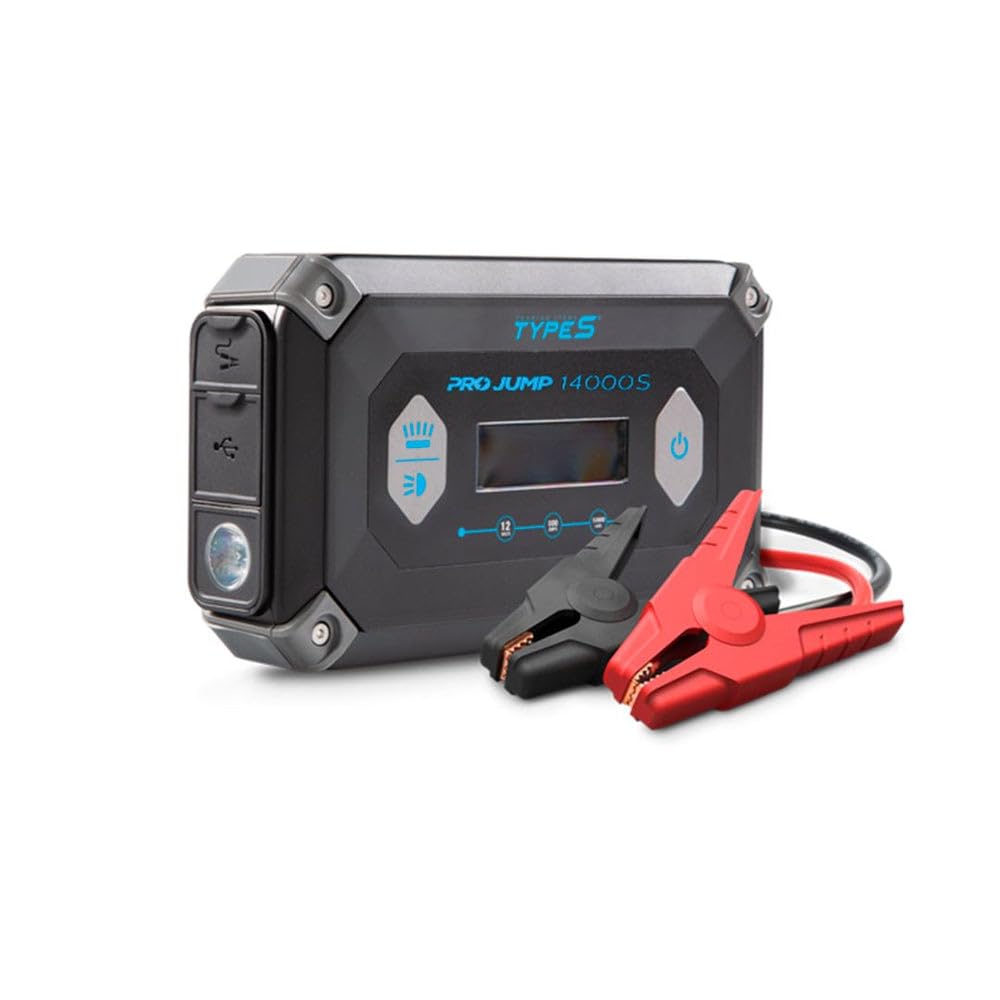 ProJump 14000S | Sichere Profi Starthilfe für 12V Benziner und Diesel | Powerbank mit Arbeitsleuchte und Taschenlampe| Pannendienst approved | USB-C Fast Charging für Handy und Laptop ProJump 14000S | Sichere Profi Starthilfe für 12V Benziner und Diesel | Powerbank mit Arbeitsleuchte und Taschenlampe| Pannendienst approved | USB-C Fast Charging für Handy und Laptop von TYPE S TOURING ITEMS