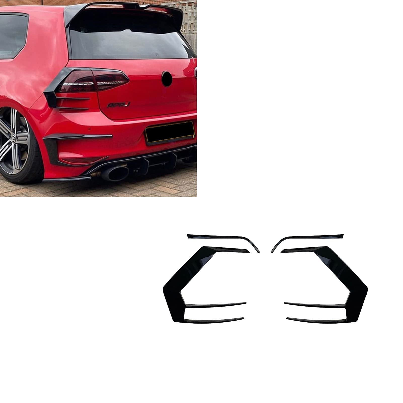 TYSLSQ Heckstoßstange Spoiler Splitter Canard Lampe Licht Trim Für VW Golf 7 GTI R GTD 2012-2015 von TYSLSQ