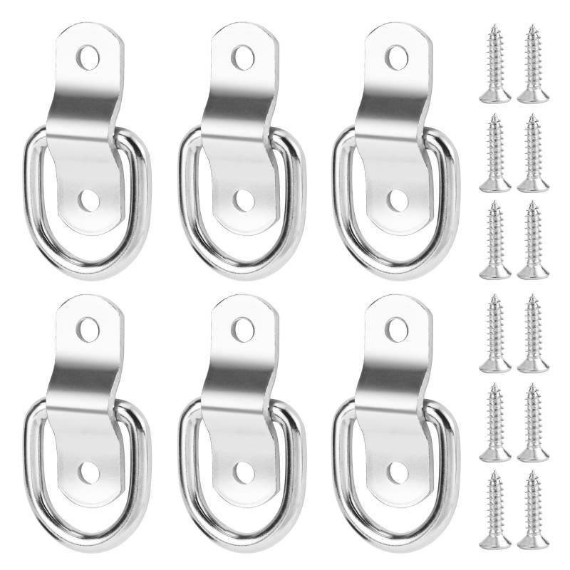 TYSM-CC 6 Stück D Ringe Set Schwerlast Zurrösen Eisen Zurring Zurröse D Ringe Set Sicherheitsanker Ladehaken D Ringe Anker-Zurrring für Boote, Anhänger, Fracht, Lastwagen von TYSM-CC