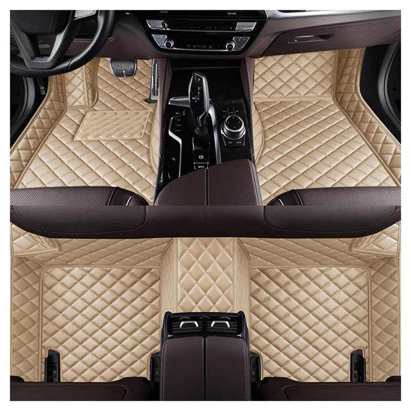 Leder Auto Fussmatten, für Mercedes Benz CLS 2014-2018 C218 X218 Nach Maß Auto FußMatten Leder,Allwetter Personalisierung Vorn Hinten Fussmatten Set Autozubehör,C/Beige von TYUIGHF