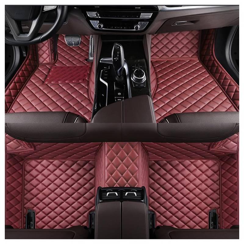 Leder Auto Fussmatten, für Mercedes Benz E Class 2009-2016 W212 Nach Maß Auto FußMatten Leder,Allwetter Personalisierung Vorn Hinten Fussmatten Set Autozubehör,E/Wine Red von TYUIGHF