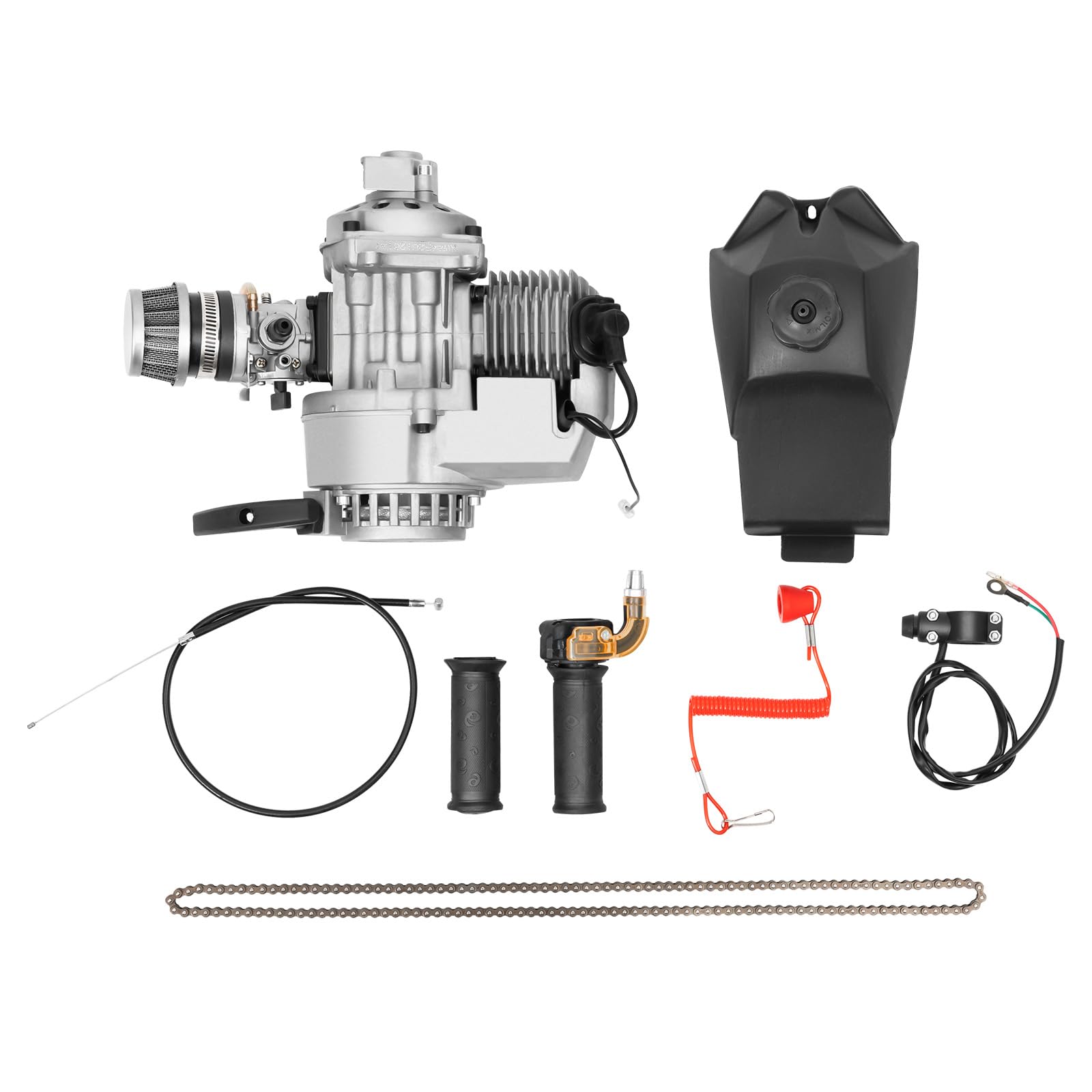 TaNeHaKi Motor Engine Kit Dirt Bike 49CC 2-Takt Mini Dirt Bike Motor Pocket Bike Motor 49CCM Set Mini Motor Dirtbike mit Kraftstofftank 49CC Mini Motor Dirtbike Pocket Bike Motor von TaNeHaKi