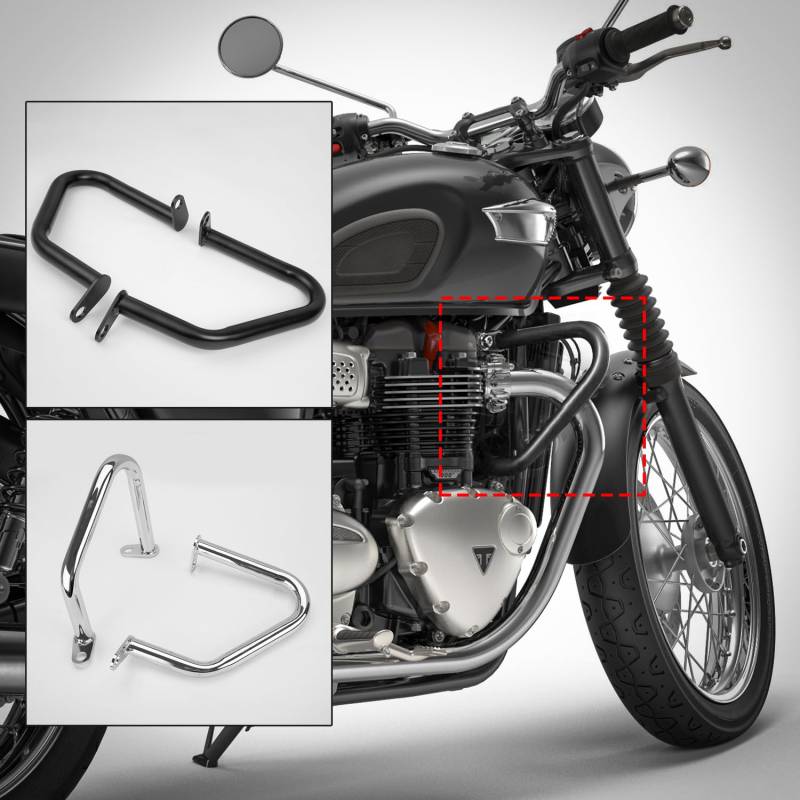 TaTonCycle Motorrad Sturzbügel Highway-Motor Stoßstangenrahmen Stoßstangenschutz kompatibel mit T-riumph Bonneville T100 T120 Street Twin Speed Twin Thruxton R Speedmaster (Schwarz) von TaTonCycle