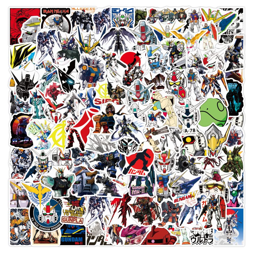 Anime Gundam Robot Sticker Pack 100pcs, Vinyl Anime Sticker Decals für Wasserflaschen Laptop Skateboard Notebook, Geschenk für Erwachsene Kinder Teens von Tacomexi