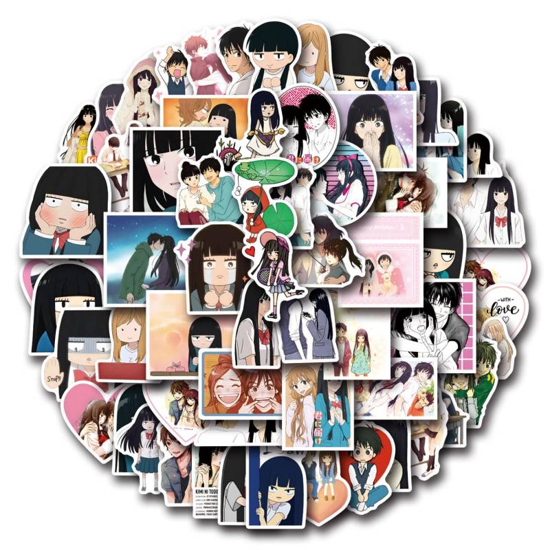 Anime Kimi NI Todoke Sticker Pack 55pcs, Vinyl Anime Sticker Decals für Wasserflaschen Laptop Skateboard Notebook, Geschenk für Erwachsene Kinder Teens von Tacomexi