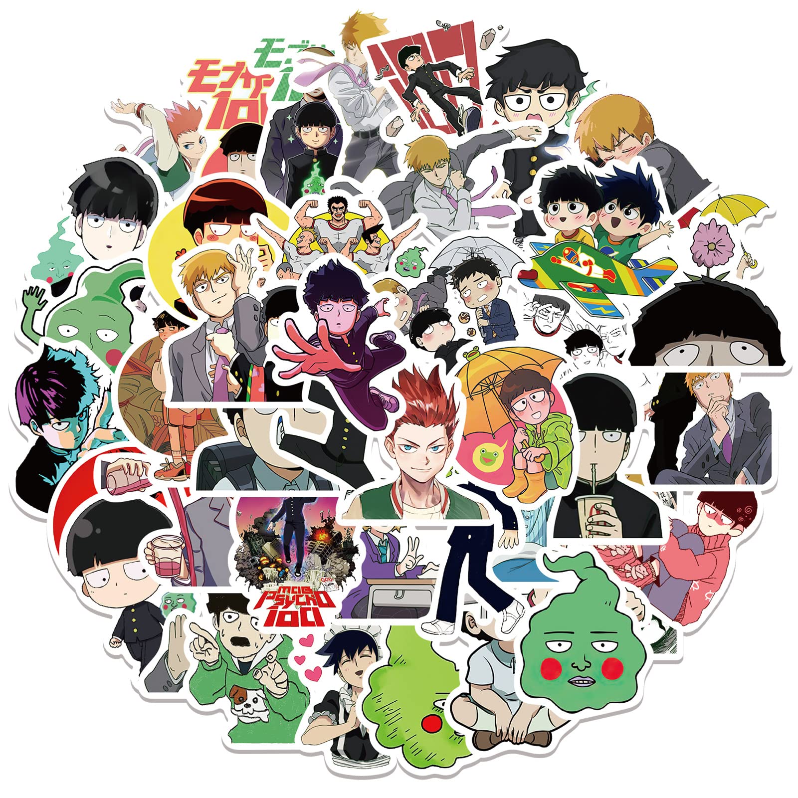 Anime Mob Psycho Aufkleber Pack 50pcs für Wasserflaschen Laptop Skateboard Notebook, Geschenk für Erwachsene Kinder Teens von Tacomexi