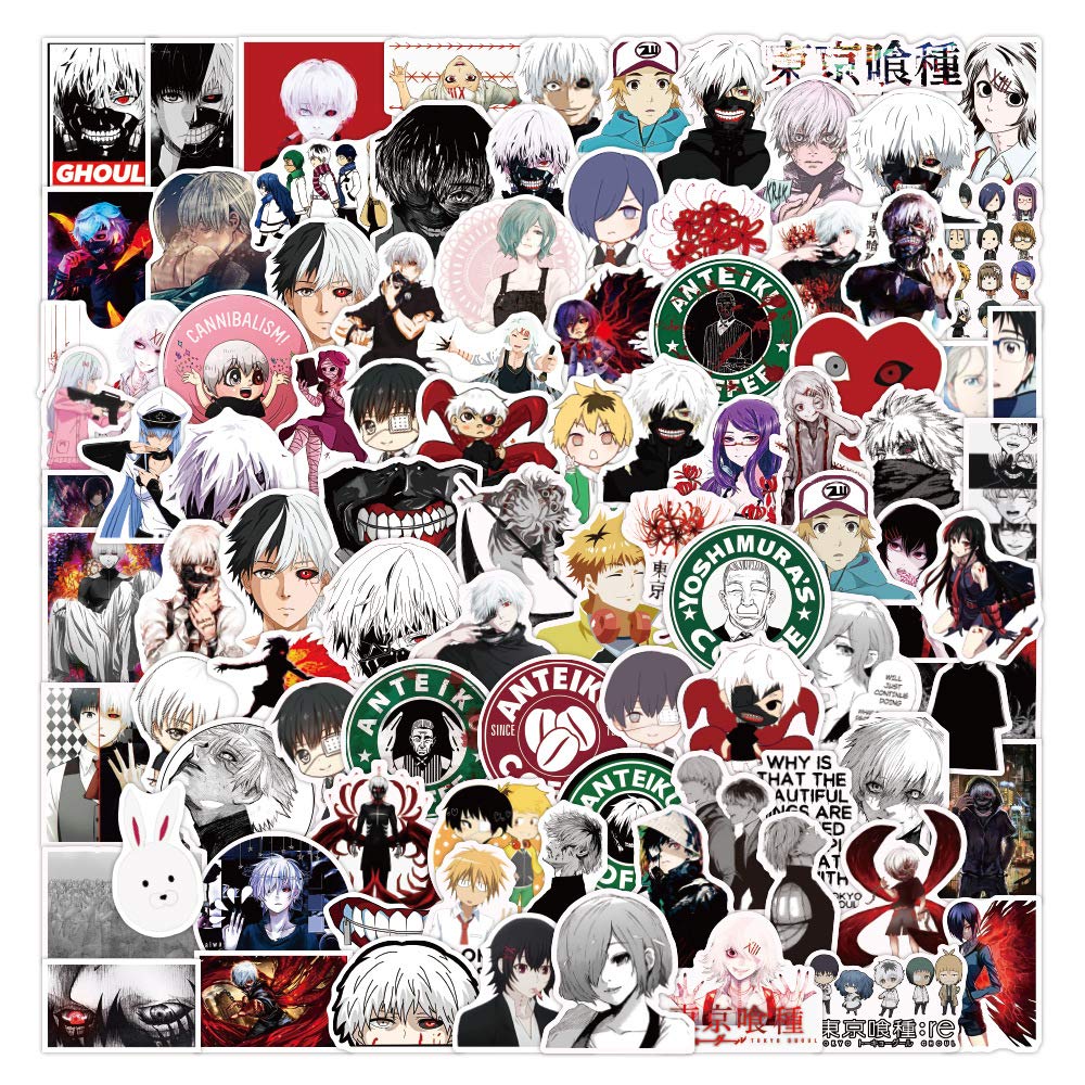 Anime Tokyo Ghoul Sticker Pack 100pcs, Vinyl-Aufkleber für Wasserflaschen Laptop Skateboard Notebook, Geschenk für Erwachsene Kinder Teens von Tacomexi
