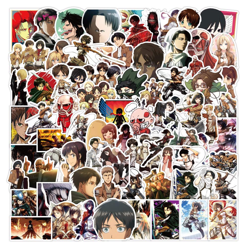 Attack on Titan Sticker Pack 100pcs, Vinyl Anime Sticker Decals für Wasserflaschen Laptop Skateboard Notebook, Geschenk für Erwachsene Kinder Teens von Tacomexi