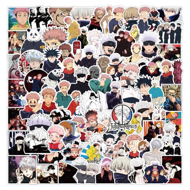 Jujutsu Kaisen Sticker Pack 100pcs, Vinyl Anime Sticker Decals für Wasserflaschen Laptop Skateboard Notebook, Geschenk für Erwachsene Kinder Teens von Tacomexi