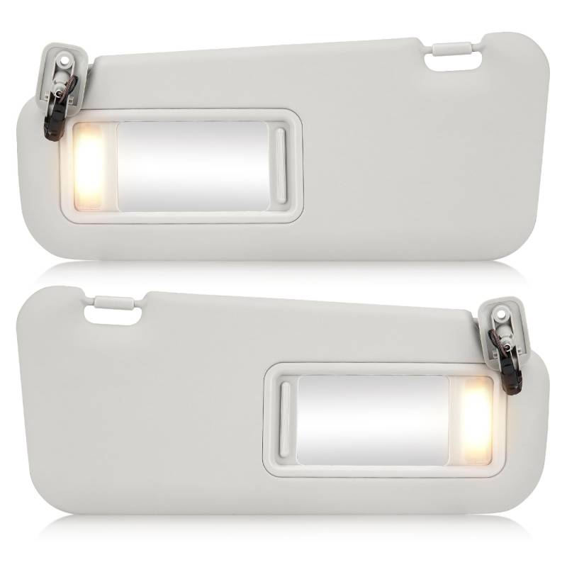 Sonnenblende für Beifahrerseite mit Lichtern, kompatibel mit Mazda 3 2010, 2011, 2012, 2013, graue Sonnenblende, ersetzt # BBM269320C75 von TadaAuto