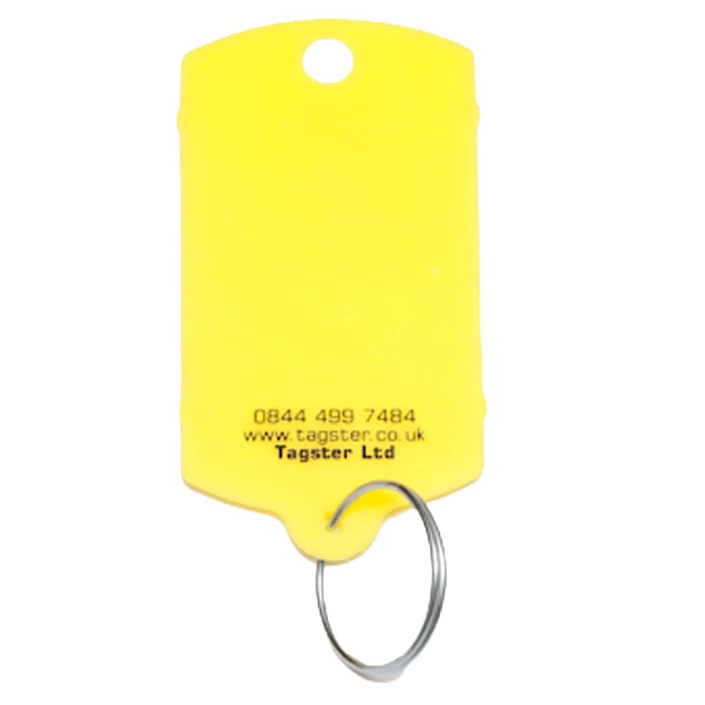 Schlüsselanhänger – Fahrzeug-Kunststoff unbedruckt (200) mit Metallringen – 9 Farben (gelb) von Tagster