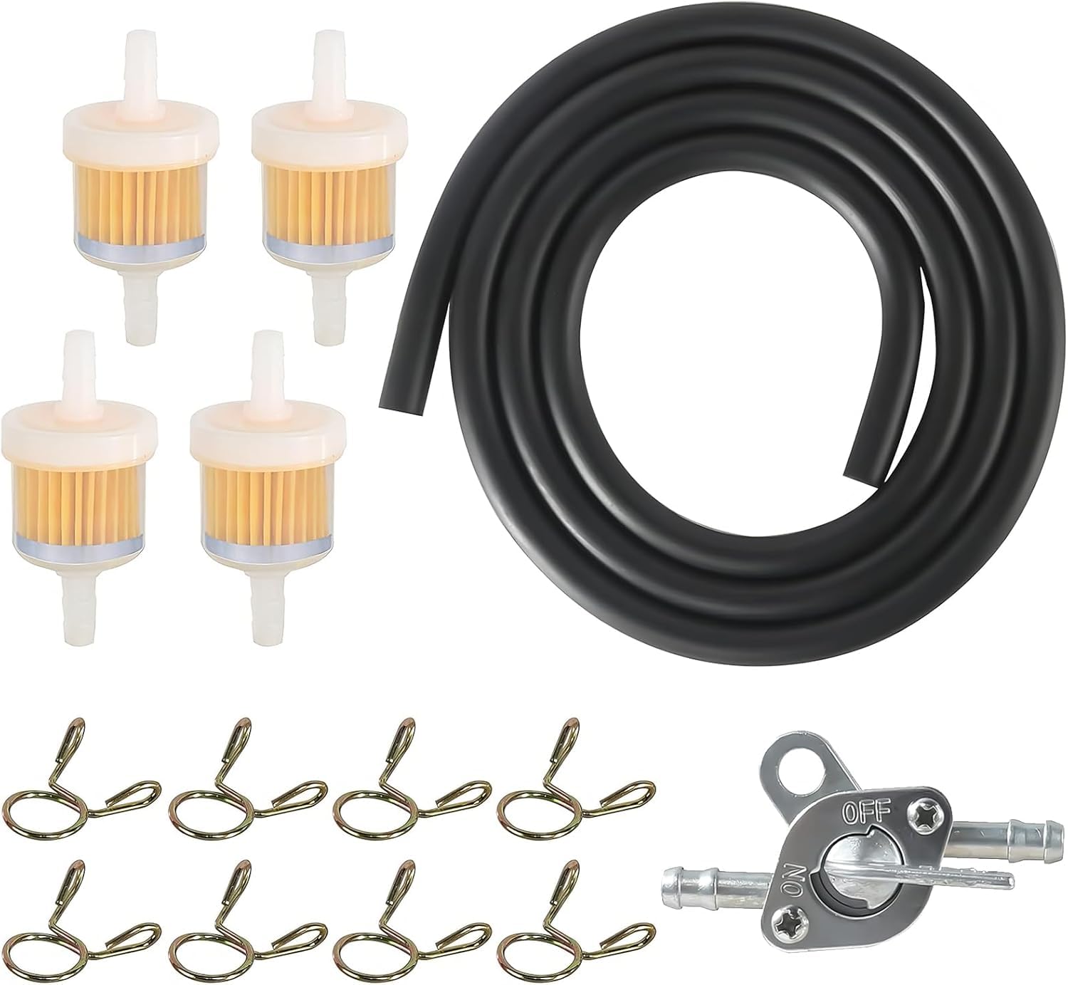 Taicols Benzinfilter Kit, 6mm Benzinschlauch Set, Benzinfilter Moped, Kraftstofffilter Diesel für Auto Motorrad, Kraftstoffleitung Kit mit 1M Schlauch und 4 Filter 8 Schlauchschellen und Ventil Taicols Benzinfilter Kit, 6mm Benzinschlauch Set, Benzinfilter Moped, Kraftstofffilter Diesel für Auto Motorrad, Kraftstoffleitung Kit mit 1M Schlauch und 4 Filter 8 Schlauchschellen und Ventil von Taicols