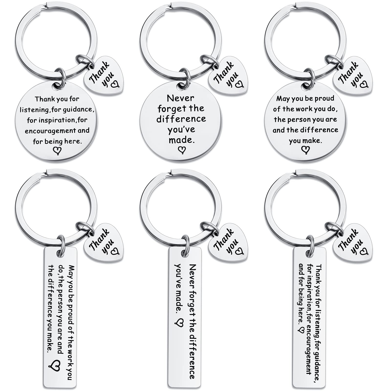 Taiyin 12 Stück Dankeschön-Geschenke Wertschätzung Schlüsselanhänger Make a Difference Schlüsselanhänger Inspirierende Edelstahl Schlüsselanhänger, silber Taiyin 12 Stück Dankeschön-Geschenke Wertschätzung Schlüsselanhänger Make a Difference Schlüsselanhänger Inspirierende Edelstahl Schlüsselanhänger, silber von Taiyin