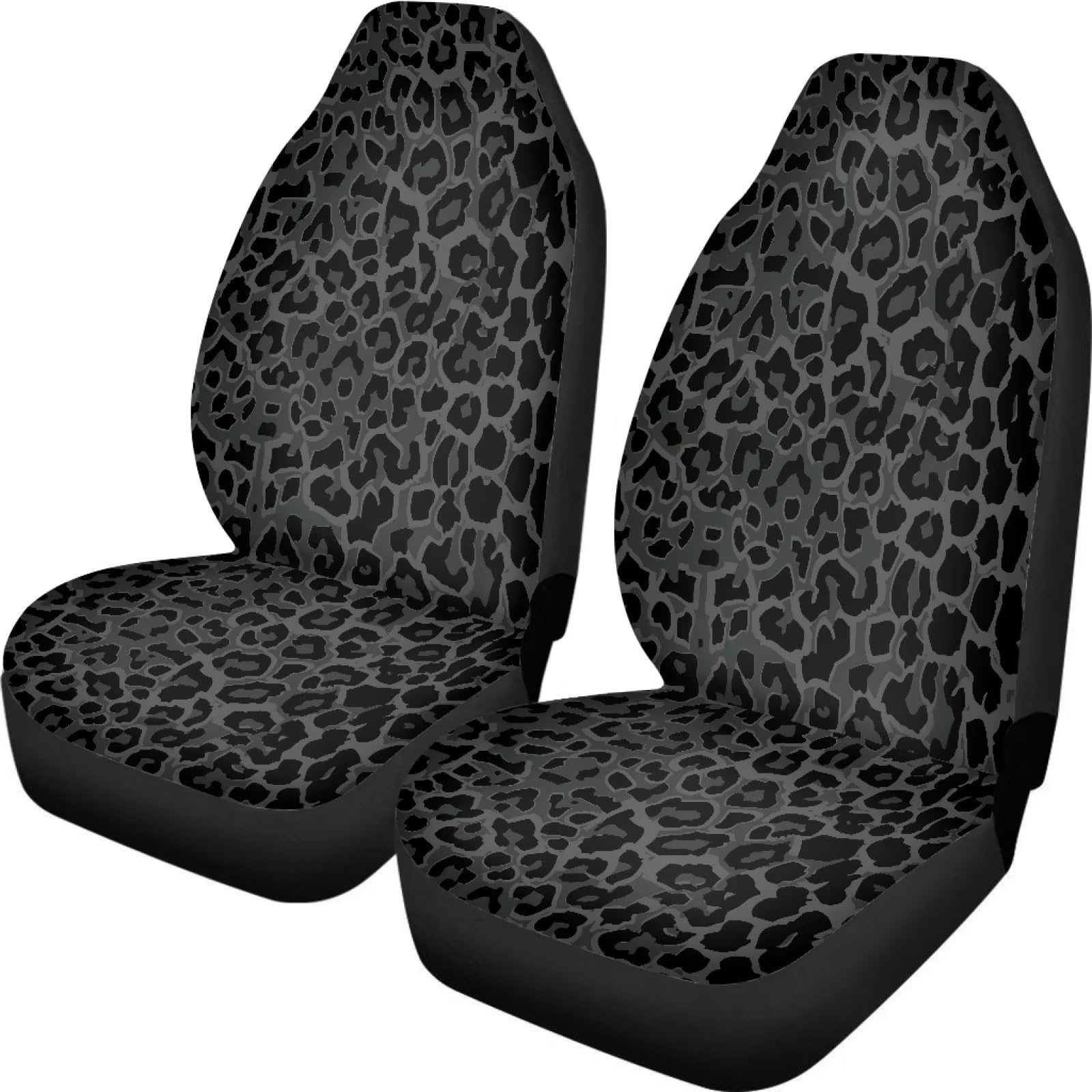 Talayituse Schwarz Leopard Print Auto Sitzbezüge 2 teile/satz Hohe Rückenlehne Stretchy Eimer Sitzbezug Auto Protector Vordersitze Abdeckung von Talayituse