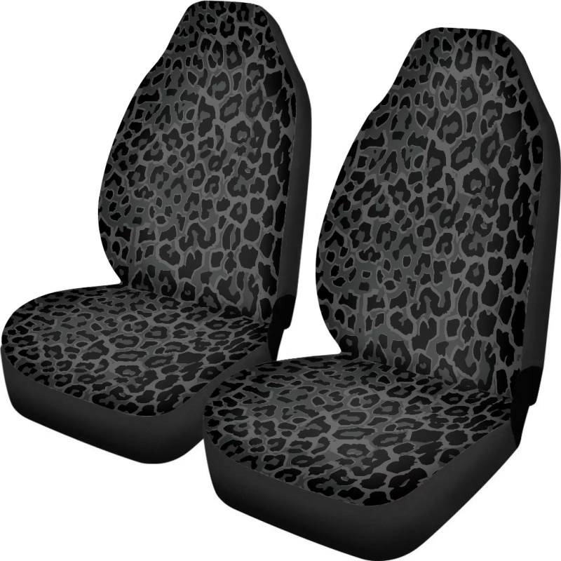 Talayituse Schwarz Leopard Print Auto Sitzbezüge 2 teile/satz Hohe Rückenlehne Stretchy Eimer Sitzbezug Auto Protector Vordersitze Abdeckung von Talayituse