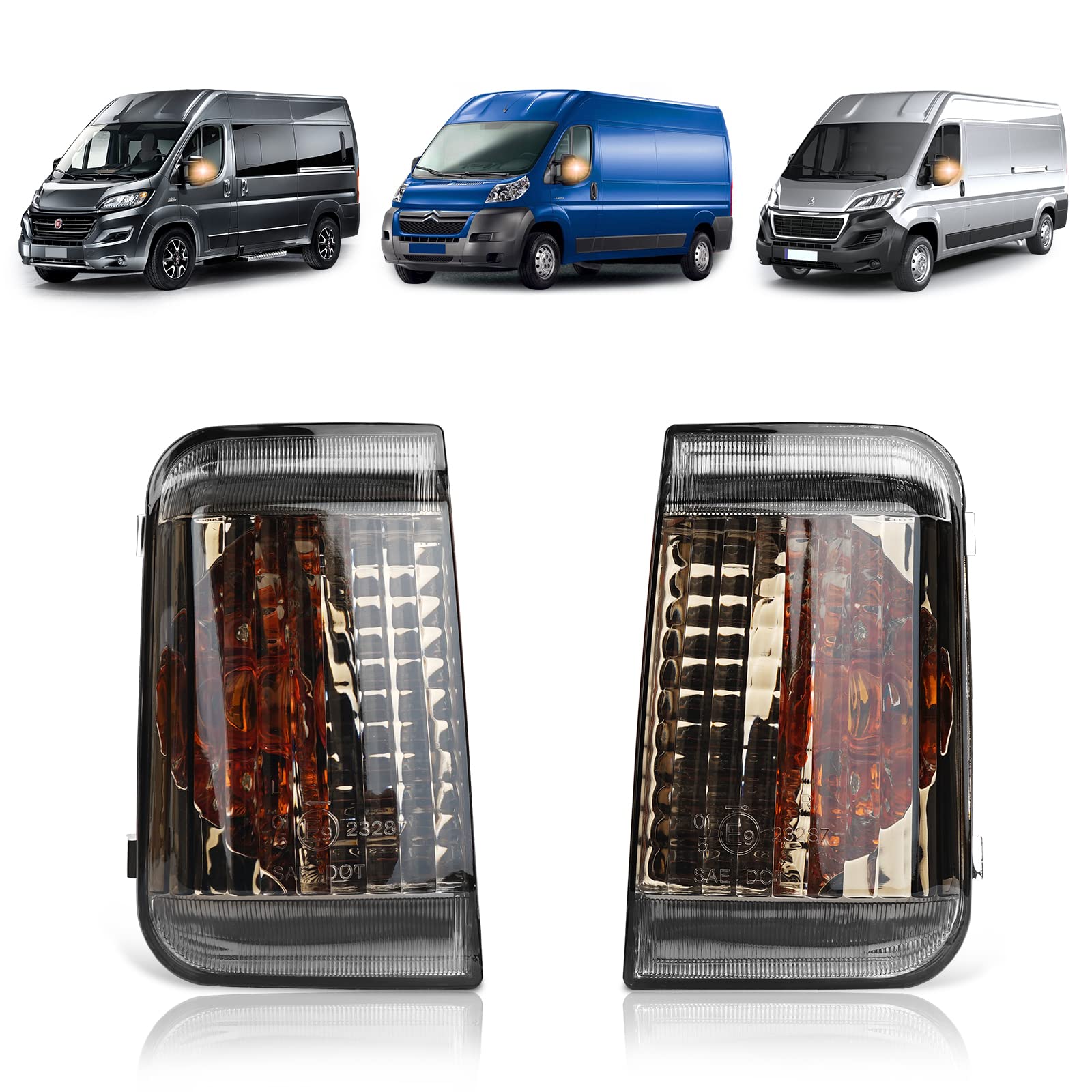 TangMiGe Blinker kompatibel mit Citroen Jumper 04/2006-UP, FIAT Ducato (250) 2006-UP, PEUGEOT Boxer 2006-UP, 1 Paar Smoke, Spiegel Blinker Seitenblinker Blinkleuchte von TangMiGe