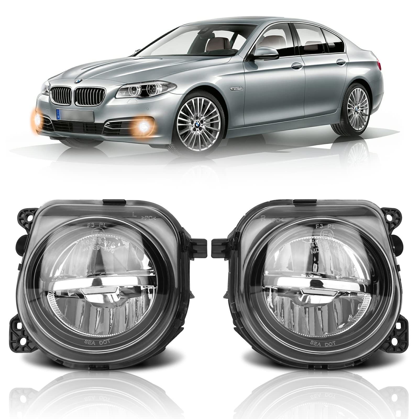 TangMiGe Nebelscheinwerfer Kompatibel mit BMW 5er F10 F11 07/2013-02/2017, 5er Gran Turismo F07 07/2013-02/2017, 63177311293 63177311294, 1 Paar (Klar) von TangMiGe