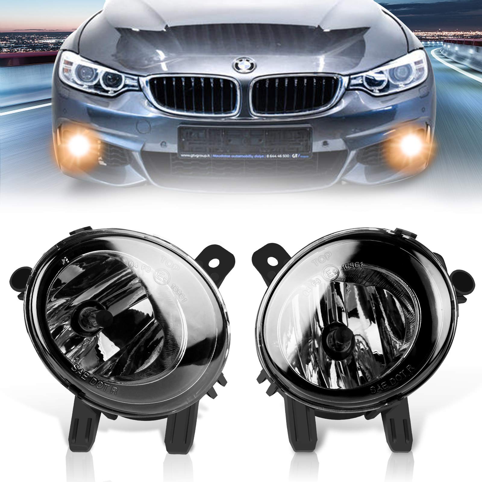 TangMiGe Nebelscheinwerfer für BMW (F20 F21 F22 F23 F30 F31 F32 F33 F34 F36 F45 F46, Active Gran Tourer Turismo Coupe) 1er 2er 3er 4er, 11/2010-02/2017, 1 Paar, Schwarz Smoke Objektiv von TangMiGe