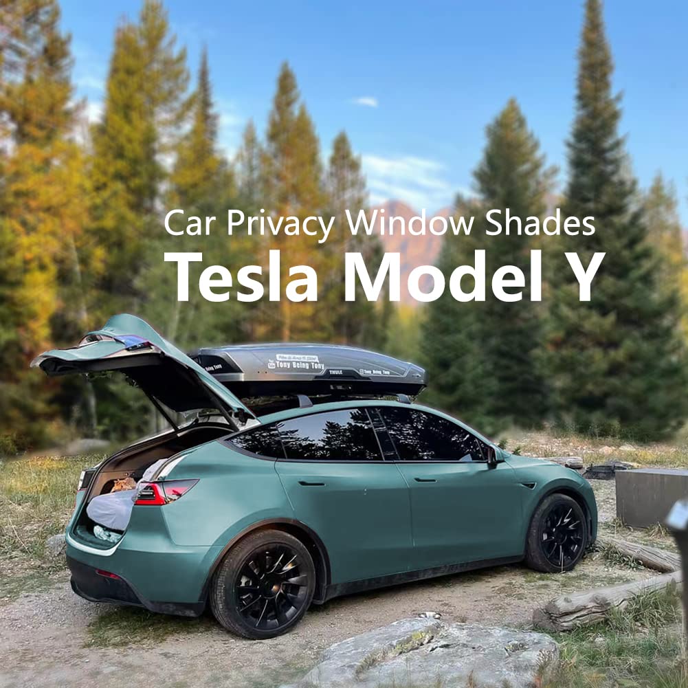 TESBEAUTY Upgraded Tesla Camping Sichtschutzvorhänge Sichtschutz Camping-Sonnenschutz Sonnenschirme Tesla Model Y UV-Blocker 4-Lagen-Material 7-teilig von Tanola