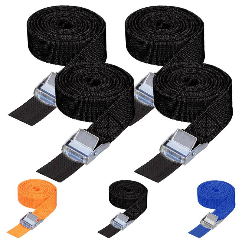 Tanstic 4Pcs Lashing Straps, 1 inch x 10 ft mit Schnalle, verstellbare Cam Buckle, strapazierfähige Sicherheitsgurte bis zu 600lbs (Schwarz) von Tanstic