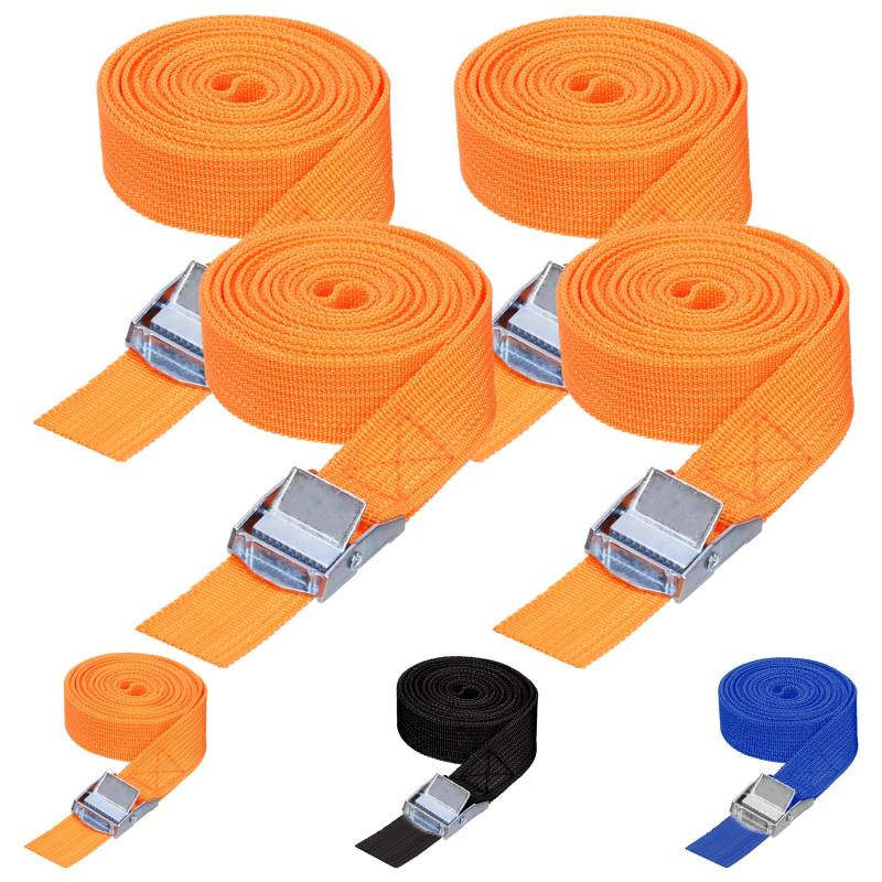 Tanstic 4Pcs Lashing Straps, 1 inch x 10 ft mit Schnalle, verstellbare Cam Buckle, strapazierfähige Sicherungsgurte bis zu 600lbs (Orange) von Tanstic