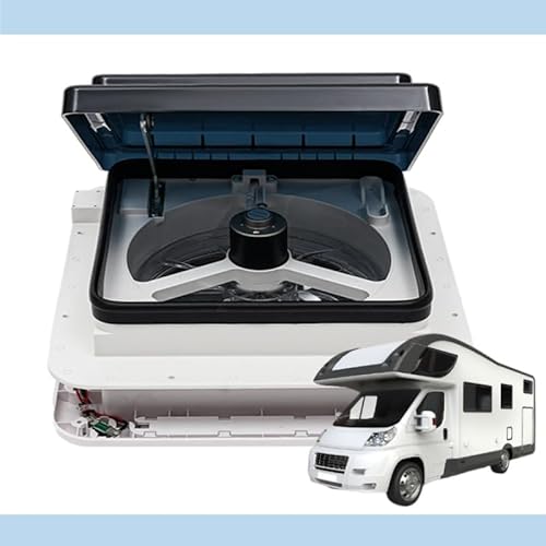 Taozhiyy 28*28cm RV Dachluke, Dachfenster, Dachhaube, Wohnwagen Entlüftung Dachhaube Auspuff Dachluke mit LED Licht & Leiser Abluftventilator, Luke Dachlüfter Lüfter für Wohnmobil, Caravan von Taozhiyy
