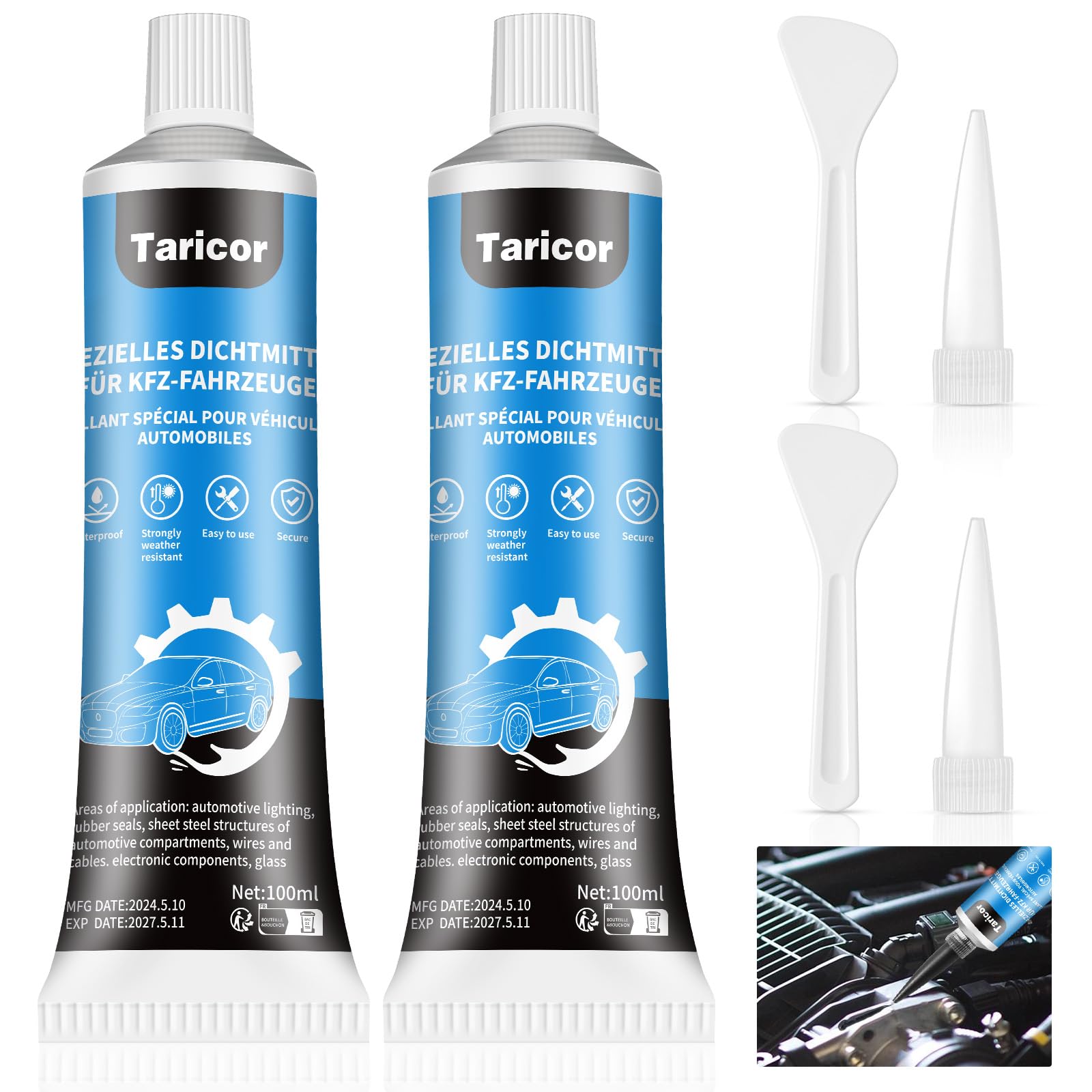 Taricor 2PCS Karosseriekleber Schwarz,100ml x 2 Scheibenkleber Auto Schwarz, Auspuff Dichtmasse, Hochtemperatur Silikon Dichtmasse Kfz, Dichtmasse Motor Taricor 2PCS Karosseriekleber Schwarz,100ml x 2 Scheibenkleber Auto Schwarz, Auspuff Dichtmasse, Hochtemperatur Silikon Dichtmasse Kfz, Dichtmasse Motor von Taricor