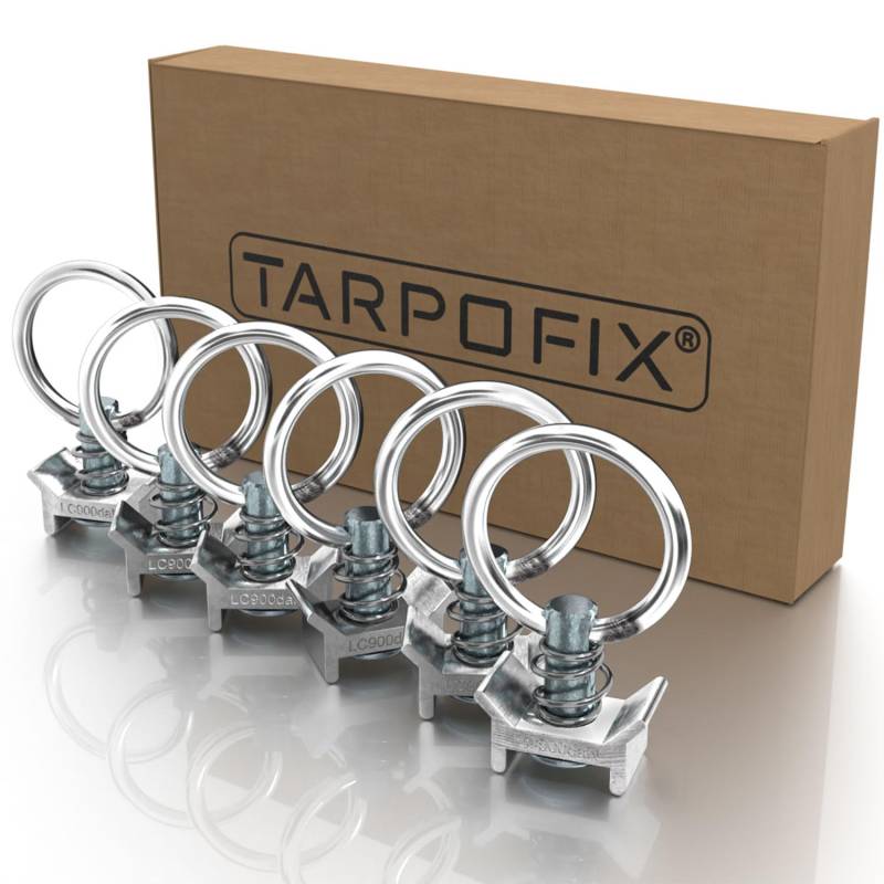 Tarpofix® Airlineschiene Fitting Ring (6 Stück) | Airline Fitting Zurröse mit 900 daN (900kg) Tragfähigkeit | Einfachendbeschlag für Zurrschienen | Flugösen zur Ladungssicherung in Anhänger & PKW von Tarpofix