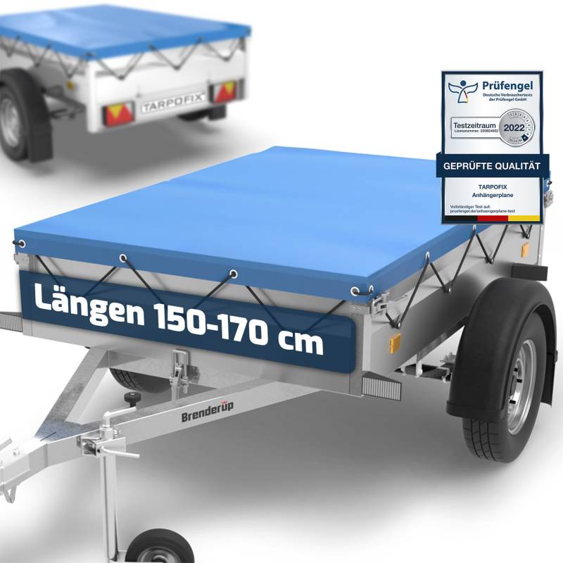 Tarpofix® Anhänger Plane 150 x 100 cm inkl. Planenseil | Anhängerplane Flachplane aus PVC PLANENMATERIAL | Verstärkte Brenderup Anhänger Plane für DDR PKW Hänger | Abdeckplane Anhänger Abdeckung Blau von Tarpofix