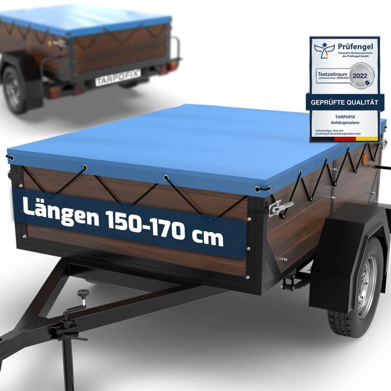Tarpofix® Anhänger Plane 150 x 110 cm inkl. Planenseil | Anhängerplane Flachplane aus PVC PLANENMATERIAL | Verstärkte HP DDR Hänger Abdeckplane für Diverse PKW Autoanhänger | Abdeckung Blau von Tarpofix