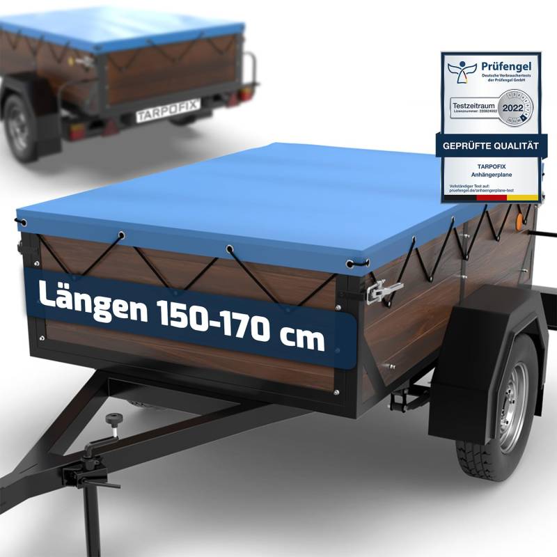 Tarpofix® Anhänger Plane 150x105 cm inkl. Planenseil | Anhängerplane Flachplane aus PVC PLANENMATERIAL | Verstärkte HP DDR Hänger Abdeckplane für Diverse PKW Autoanhänger | Abdeckung Blau von Tarpofix