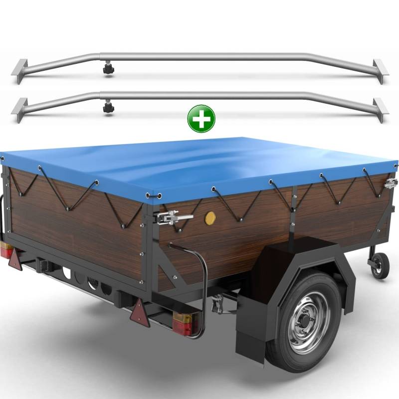 Tarpofix® Anhängerplane 160x120 cm + 2X Planenbügel | Anhänger Plane Flachplane aus PVC PLANENMATERIAL | Verstärkte HP DDR Anhänger Plane für Diverse PKW Hänger | Abdeckplane + Flachplanenbügel von Tarpofix