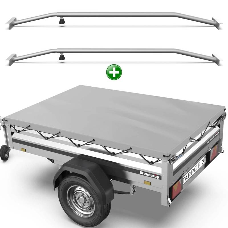 Tarpofix® Anhängerplane 212x123 cm + 2X Planenbügel | Anhänger Plane Flachplane aus PVC PLANENMATERIAL | Verstärkte Brenderup Anhänger Plane für 750kg PKW Hänger | Abdeckplane + Flachplanenbügel von Tarpofix