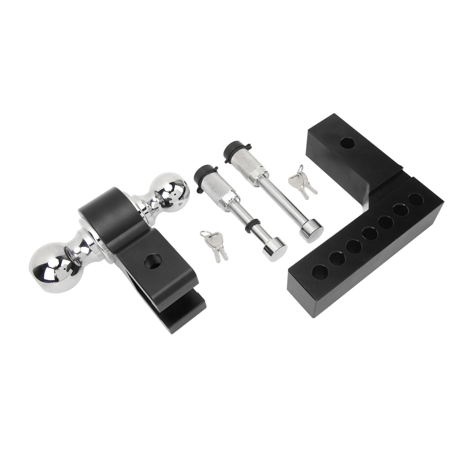 Einstellbare Anhängerkupplung Edelstahl 6 Zoll Drop Anstieg 12500 Lbs Kapazität Schwerer LKW -GTW Traktionshakenempfänger (BLACK) von Tbest