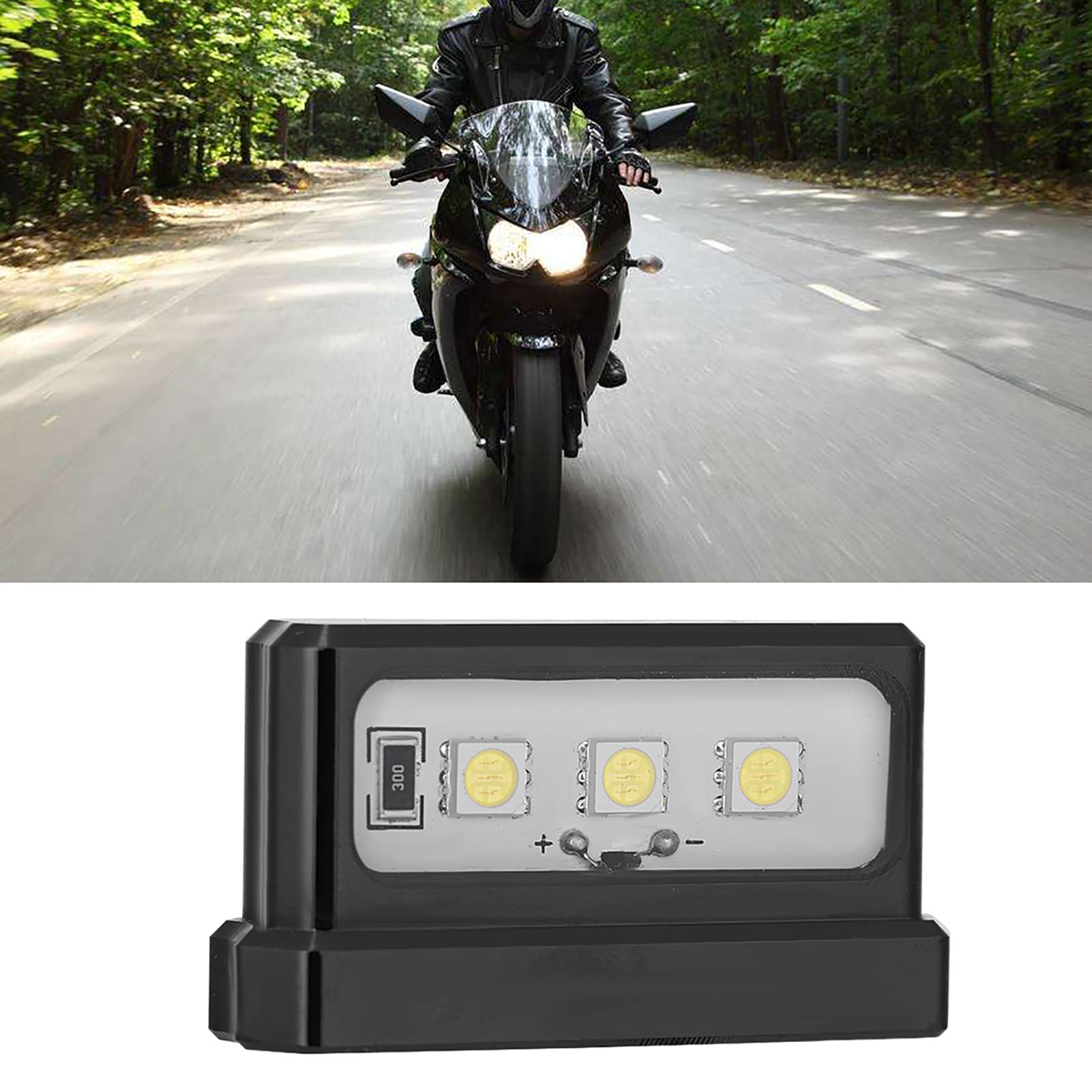 Kennzeichenbeleuchtung, LED-Rücklicht, Universal, aus Kunststoff, für alle Motorradmodelle (schwarz) von Tbest