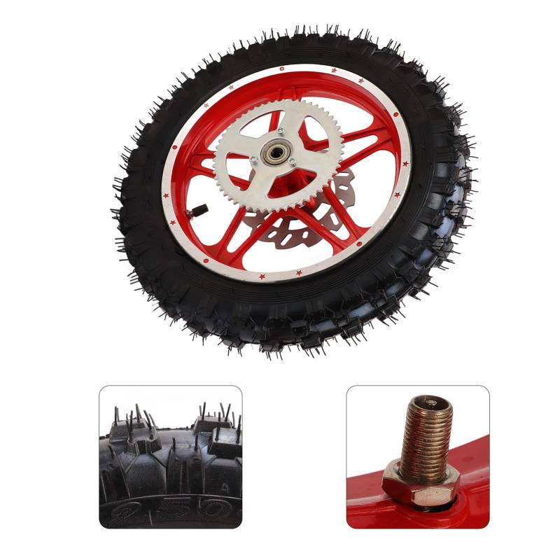 Pitbike-Felge 10-Zoll-Pitbike-Felgenrad 2,5-10-Zoll-Hinterradfelge Reifenmontage Rutschfest, Verschleißfest für Offroad-Motorräder Dirt Pit Bikes von Tbest