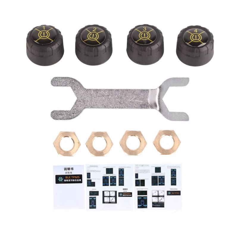 Reifendruckkontrollsystem Bluetooth,Reifendruck Bluetooth,Auto TPMS Bluetooth 5.0 Reifendrucksensor Echtzeitüberwachung Unterstützt Für Für IOS IP67 Wasserdichtes Reifendrucküberwachungssystem von Tbest