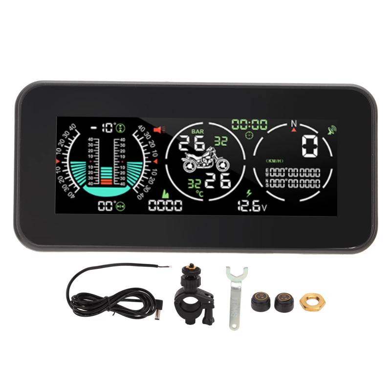 Reifendruckkontrollsystem ， Reifendruckkontroll-Gradientmesser GPS-HUD-Display mit 2 Externen TPMS-Sensoren für Motorräder von Tbest