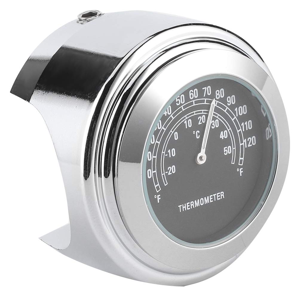 S Schwarzes Chrom-Temperaturmessgerät 1-1/4 1 Zoll 7/8 Zoll Lenkermontage-Thermometer – 20 °C – 50 °C Messuhr Wetterfest für Motorräder (schwarz) (Schwarz) von Tbest