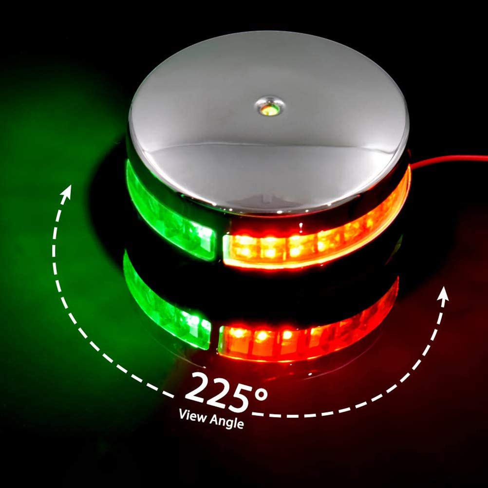 Tbest LED-Bootslichter, Bootslicht, Zweifarbiges Buglicht, LED-Navigationslichter, Wasserdichter Edelstahl, Rote und Grüne Segellichter von Tbest