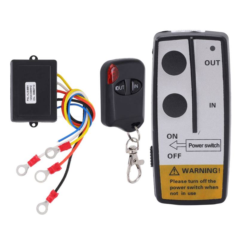 Tbest Winch Controller Set, Wireless Winch Remote Control Kit mit Empfänger 12V 24V 75ft Long Range Universal Zubehör Winch Remote Set von Tbest