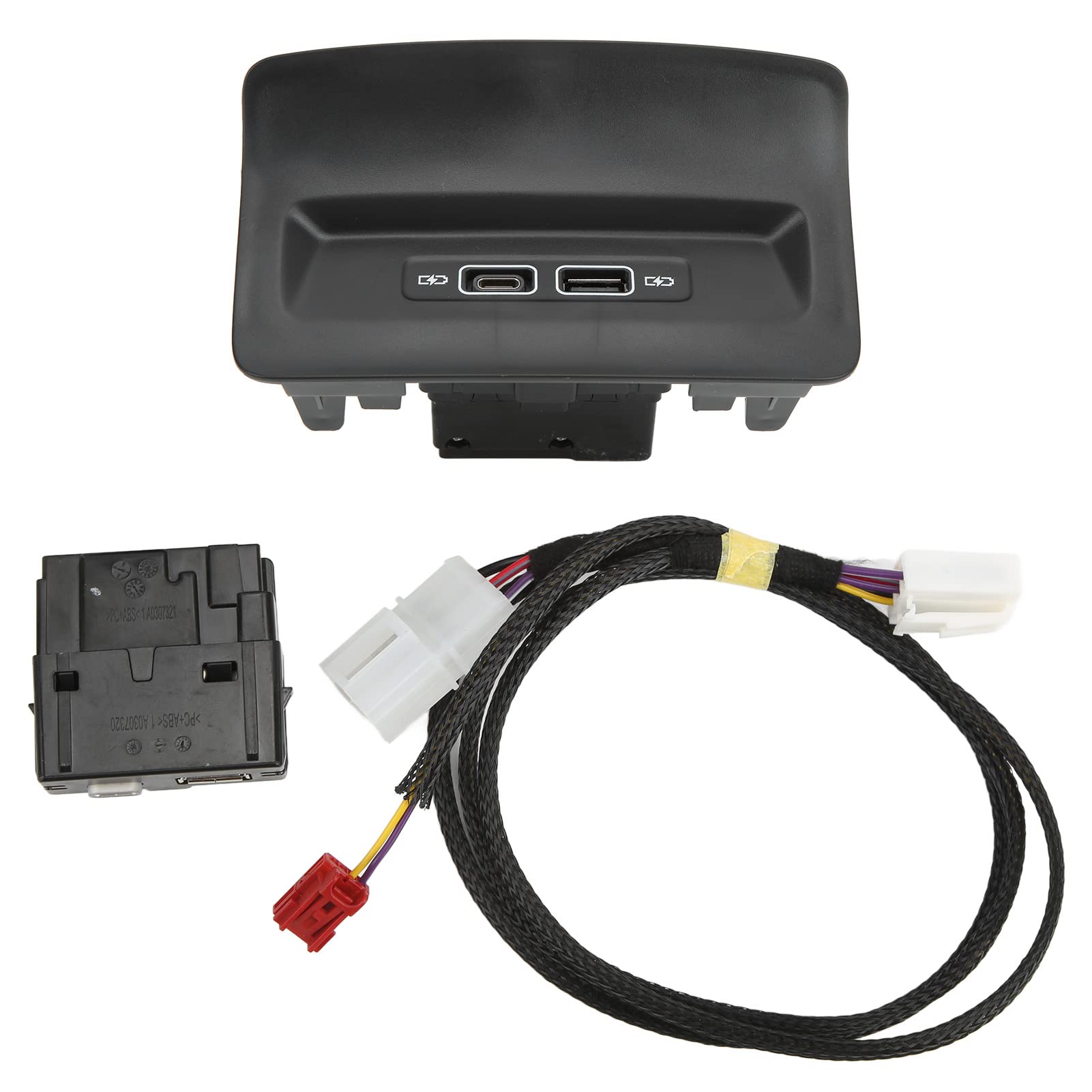 USB-Buchsen-Ladekit, Schwarzer USB-Ladeanschluss für Den Rücksitz 5QD035726L Ersatz für KODIAQ KAROQ 2017 von Tbest