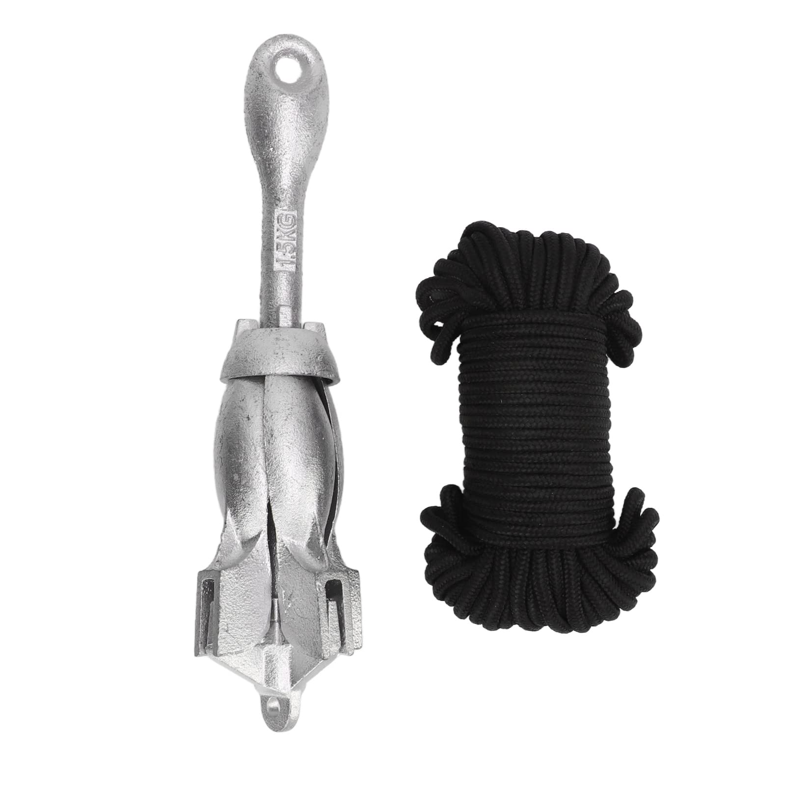 Universal-Bootsanker, Kohlenstoffstahl-Grapnel-Bootsanker 1,5 Kg/3,31 Lb mit 20-m-Seilersatz für Marine von Tbest