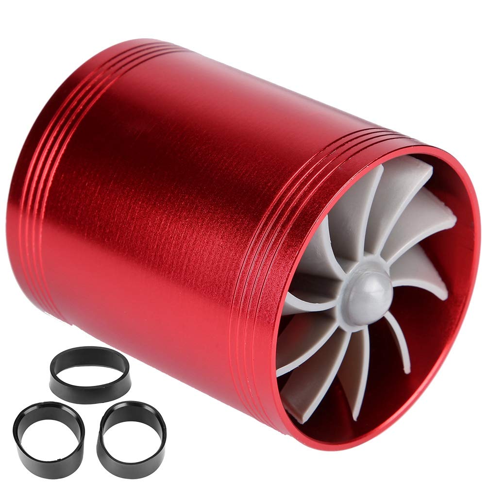 cold air intake turbo fan,Kaltlufteinlass Auto Turbonator Fuel Saver Filter Gasgerät für Autos Turbo,Auto Lufteinlass Turbonator Dual Fan Turbine Super Charger Gas Fuel Saver Turbo Red (Rot) von Tbest