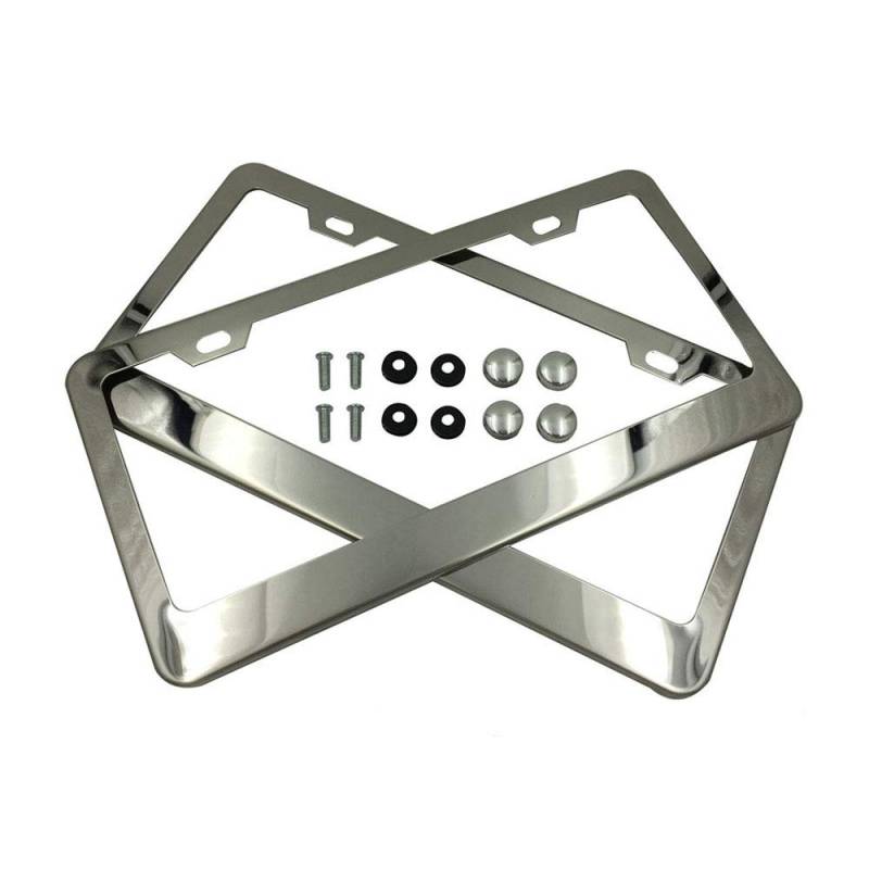 2 Teile/Satz kennzeichenrahmen, schlanke Auto kennzeichenhalter abdeckungen für universal Cars us Standard (Silber) von Tcare