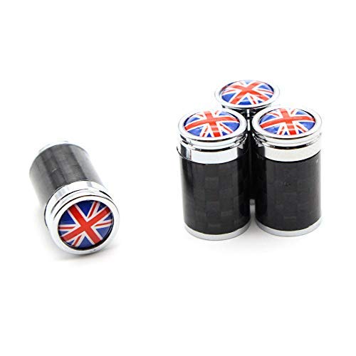 4 Teile/Satz Kupfer + Kohlefaser England Flagge Stil Reifen Ventilkappe Reifen Radschaft Luftventilkappen für Auto Autos von Tcare