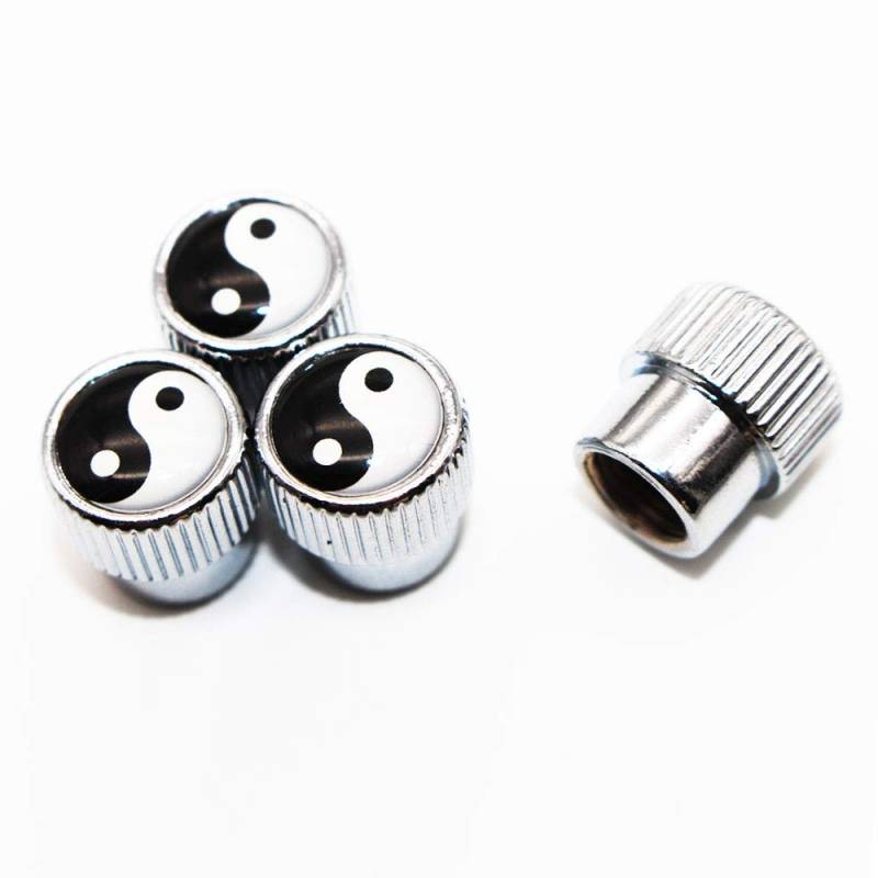 Tai-Chi Style Reifenventil Staubschutzkappen Staubdichte Reifenventilkappen für Autos, 4 Teile/Satz (Silber) von Tcare